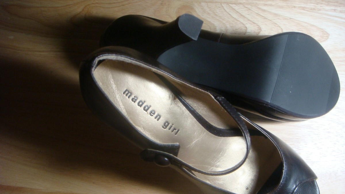 madden girl dark brown open toe size