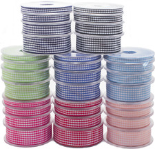 Gingham Ribbon Reels Rolls Double Sided Face 20 Metre Check Full 6-25mm Craft