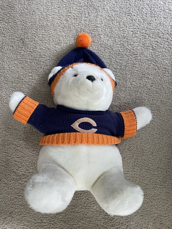 Chosun Intl. 14” Plush Bear NFL Football White Stuffed Animal Chicago Bears Down