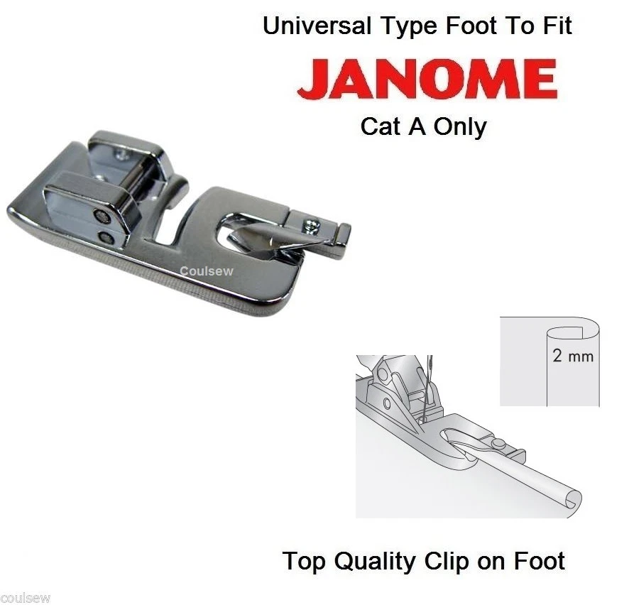 ROLLED HEM HEMMER FOOT Fits JANOME Cat A Machines - Quick Clip On
