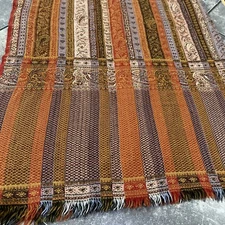 Indian  Shawl Wrap Scarf Paisley Red Pink Gold Boho Reversible 76”x42”