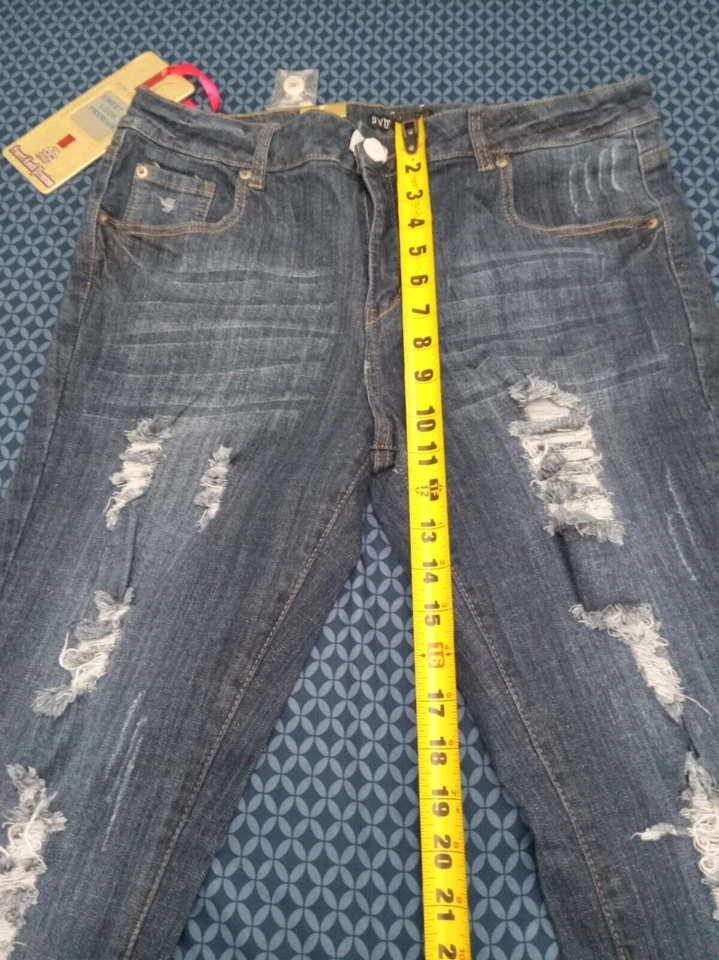 50 % OFF JEANS DENIM BLUE STRETCH WAIST 37 iN H9  SLN307 SIZE 16, REGULAR RIPPED - Image 4 of 4