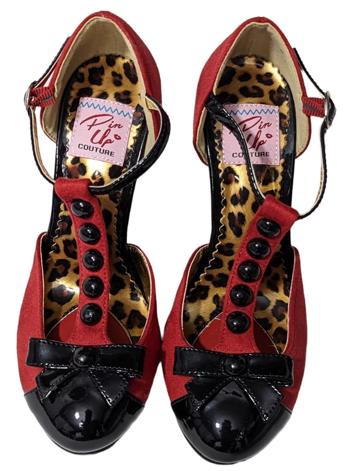 Zapatos de salón Pleaser Pin Up Couture con correa en T mini lazo tacones altos para mujer talla 5 Smitten 10 Foto 3 de 4