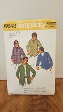 Vintage Simplicity 6643 Size 36 Neck 14 1/2 MENS Shirt pattern 1970's Era Cut