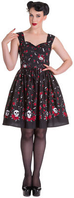 Hell Bunny ACONITE Skulls Bats Floral Gipsy Dress / Kleid Rockabilly