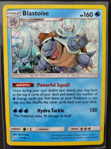 Pokemon Blastoise Team Up Set Exclusive Cracked Ice Holo Rare 25/181 NM Card
