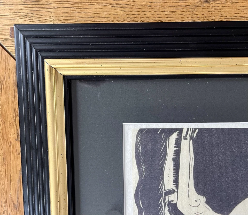 Erotic Kunstdruck „Bondage Blow Job“ R Schatz 1928 im original ital. Holzrahmen  - Bild 4 von 4