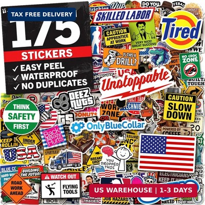Funny Hard Hat Stickers for Men - 175pcs - Hard Hat Accessories for Men - Blue C