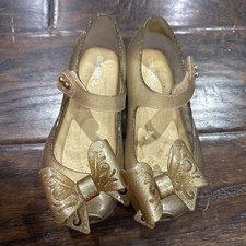 Mini Melissa Ultragirl Ix Flats Kids Beige Bow Detail Comfort Mary Jane Sz US 9