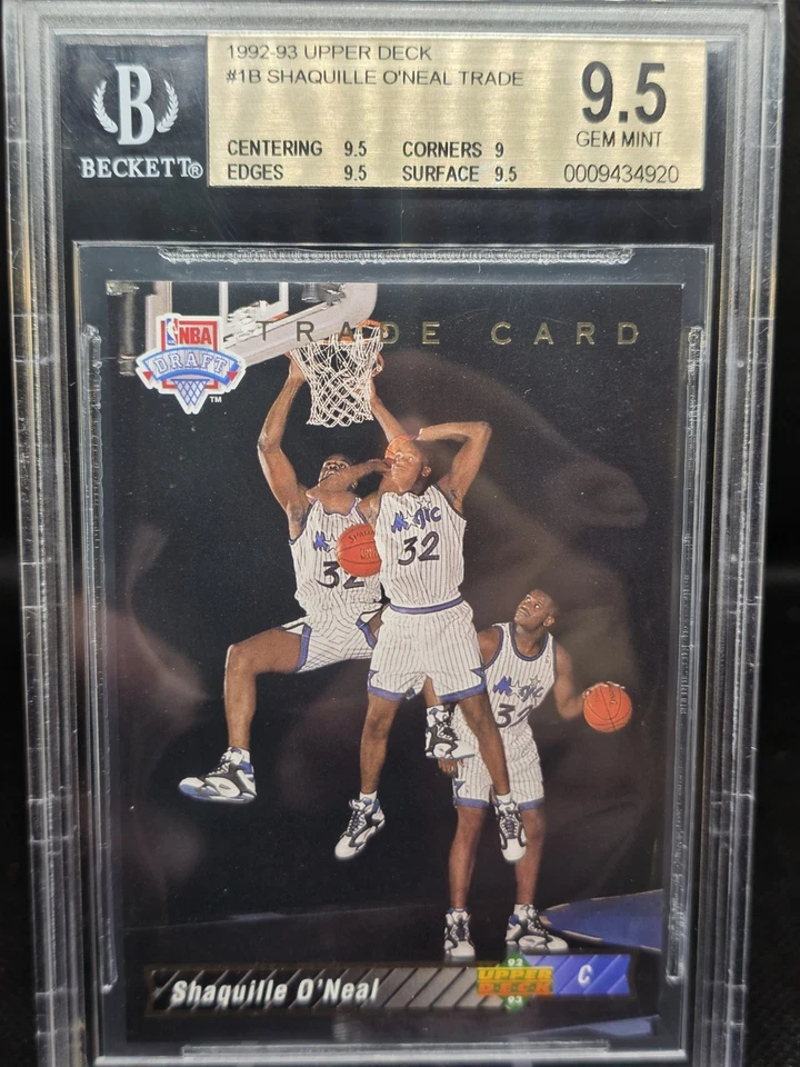 Tarjeta comercial Shaquille O'Neal 1992-93 Upper Deck #1B RC BGS 9,5 gema como nueva ¡¡¡HOF'R!!!! Foto 2 de 4
