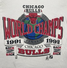 Vintage 1991 1992 Chicago Bulls World Champs T Shirt Logo 7 Single Stitch 90s