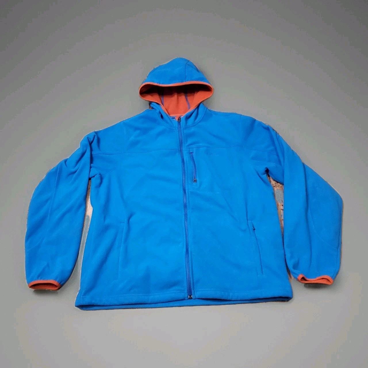 L.L. Bean Polartec Hooded Jacket Medium Blue Fall Outdoor Mens Drawstring zipper