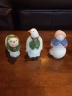 Fenton Patriotic Snowman Christmas Penguin And Bear Signed Snowman Has Flaw 🥰🥰