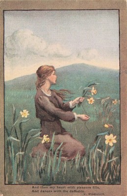Antique Postcard William Wordsworth Daffodils Poem Barham CWR Series c1900