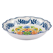 Certified International Flores Melamine Large Serving Bowl, 13.75-inch Length
