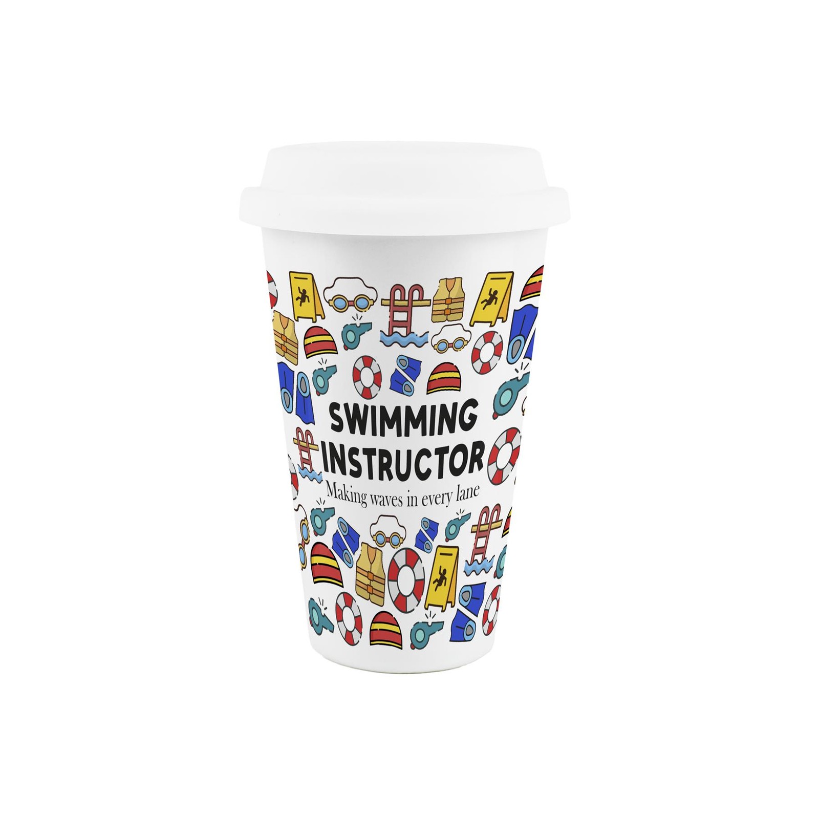 Swimming Instructor Ceramic Travel Mug - Reusable Cup Novelty Teacher Gifts