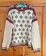 HANNA ANDERSSON Sweater Snowflake Fair Isle Nordic Crewneck XL Ski Black/Red