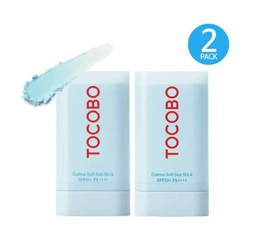 2 Pack - Tocobo Cotton Soft Sun Stick SPF50+ PA++++(19g Each) | Non-Greasy -New