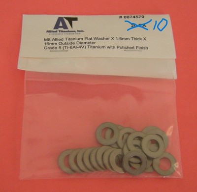 Flat Titanium Washer M8 for DIN912 Ti Grade5 Ti6AL4V set of 10