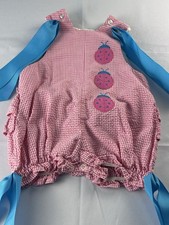 Vintage Bailey Boys Pink Gingham Ladybug Romper Baby Girls USA Made