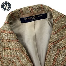 1970's 42 L Brooks Brothers " 346 " Brown Orange Striped Knit Tweed Blazer