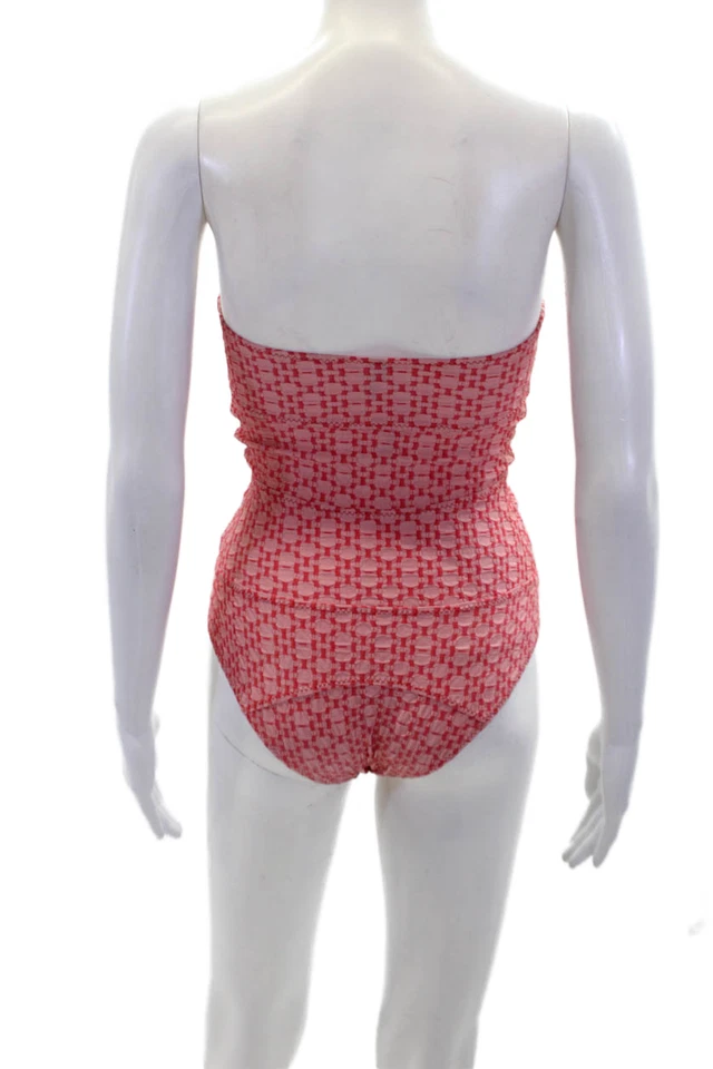 Traje de baño Lisa Marie Fernández para mujer sin mangas nudo frontal estampado de una pieza rojo Foto 3 de 4