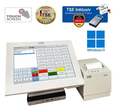 KASSENSYSTEM EINZELHANDEL TOUCHSCREEN KASSE + SOFTWARE + BONDRUCKER POSPROM TSE