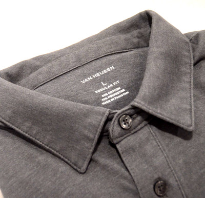 Van Heusen Men s L Henley Shirt 2 Tone Gray Knit Long Sleeve Cotton Blend Top