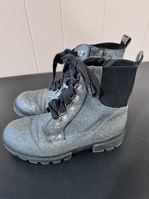 Justice Size 4 Silver Glitter Boots