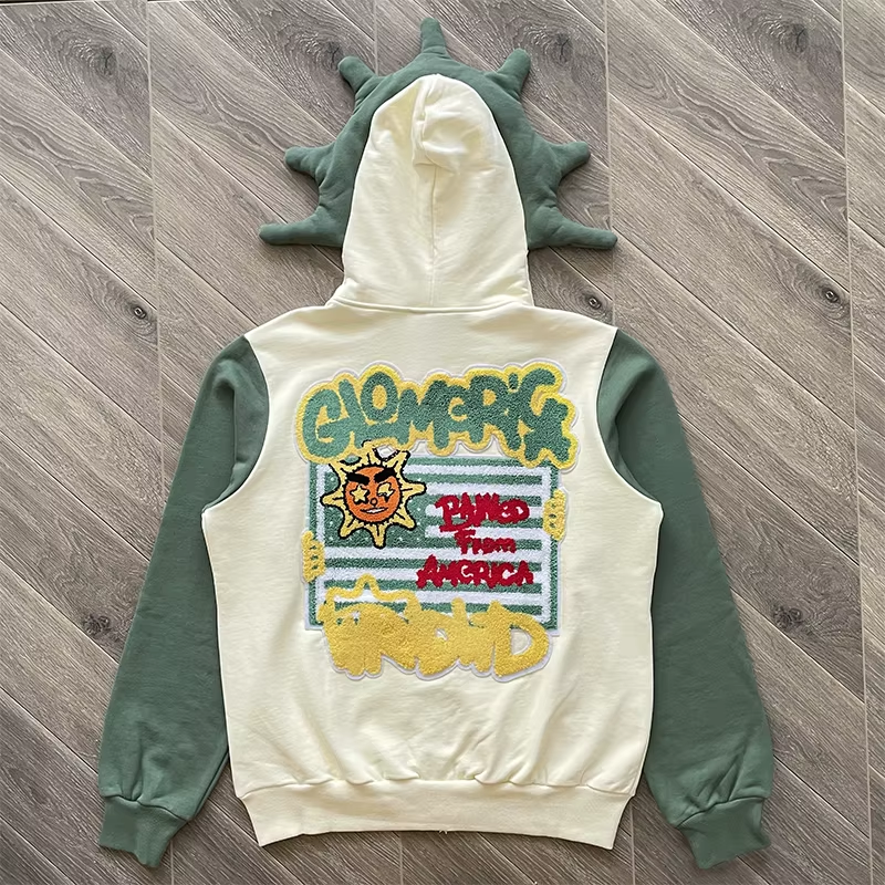 Glo Gang Worldwide Glomerica Full Zip Hoodie (Cream/Sage) Men