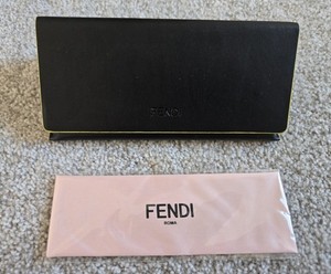 Fendi Sunglasses Eyeglasses Hard Leather Case & Dust Cloth  BLACK