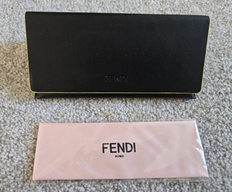 Fendi Sunglasses Eyeglasses Hard Leather Case & Dust Cloth  BLACK