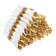 50Guests Pre Rolled Gold Plastic Silverware Sets - Heavy Duty 50Pack - Gold