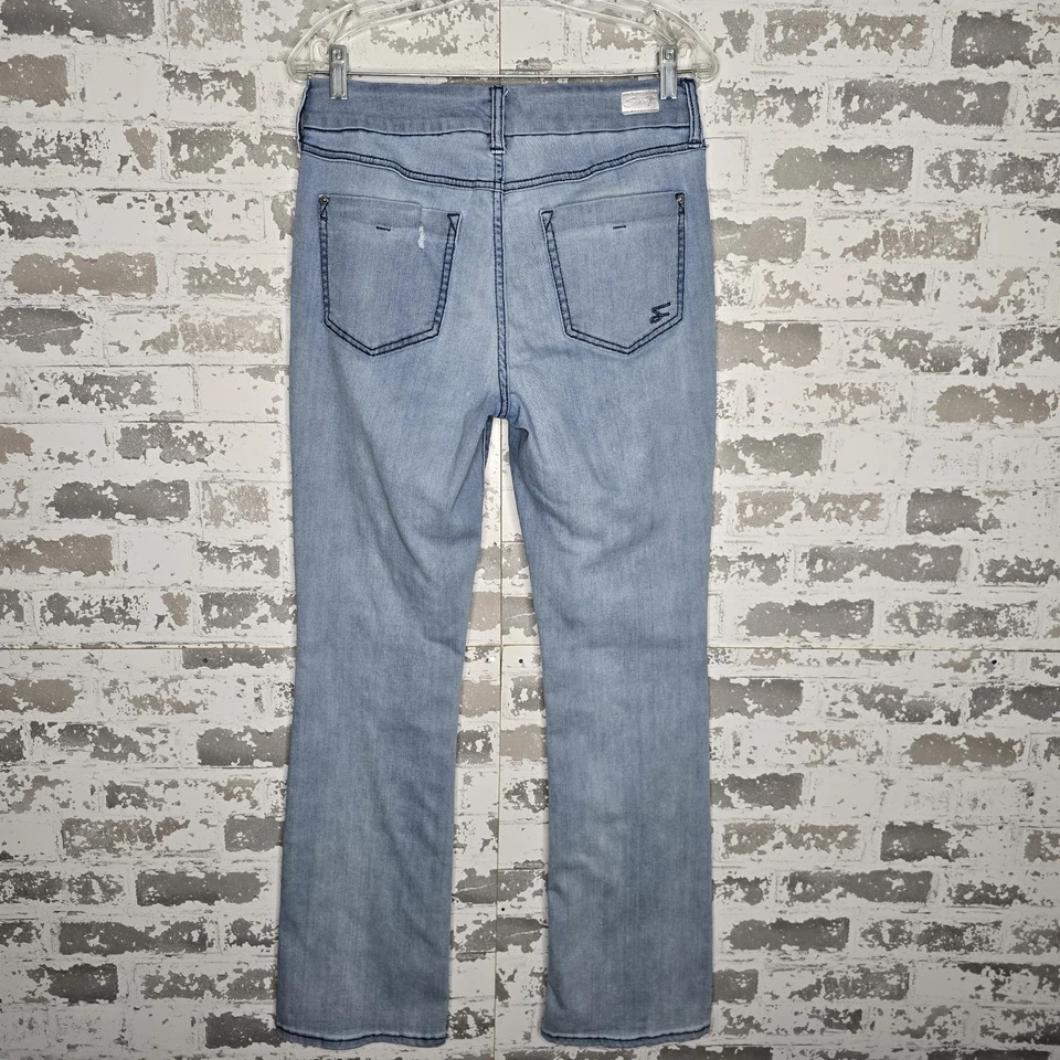 Seven7 Jeans Womens 8 Light Blue Wash Distressed Stretch Denim Bootcut Bohemian Foto 2 de 4