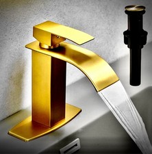 🔥🔥 Great Deal🔥🔥Hoimpro Brushed Gold Waterfall Bathroom Sink Faucet