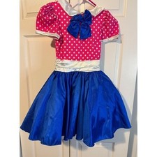 Weissman Costume Dress Hot Pink Polka Dot Blue Skirt Girls Size LC size 14 