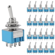 20pcs 6A/125V ON/Off/ON 6 Terminals 3 Position DPDT Mini Toggle Switch