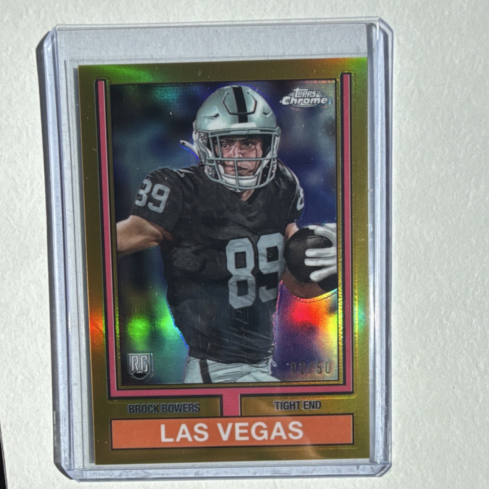 Topps 2024 Topps Chrome 1974 Topps Football Brock Bowers Raiders RC 74TF-12