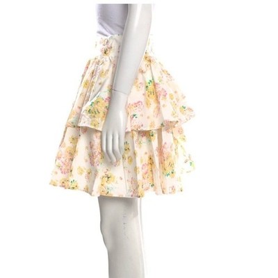 NWT Custommade Floral Tiered Mini Skirt Sz Sm Ruffle Hem Cottage Fairy Coquette