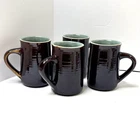 Red Wing Pottery (4) Mugs Vintage Hand Painted VILLAGE GREEN ZZ17