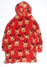 Next Men's Red Fleece Christmas Hooded One Size Reindeer Nightwear