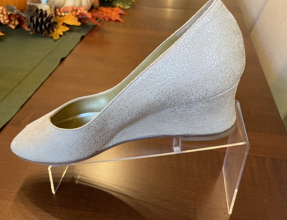 Новый Bruno Magli итальянский женщин бежевый блеск с открытым носком на танкетке туфли Sz 10 DS70 - Изображение 3 из 4