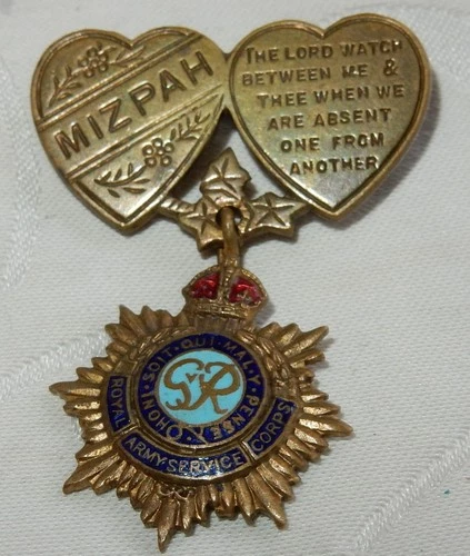 WW2 RASC MIZPAH ROYAL ARMY SERVICE CORPS MILITARY SWEETHEART BADGE WORLD WAR II
