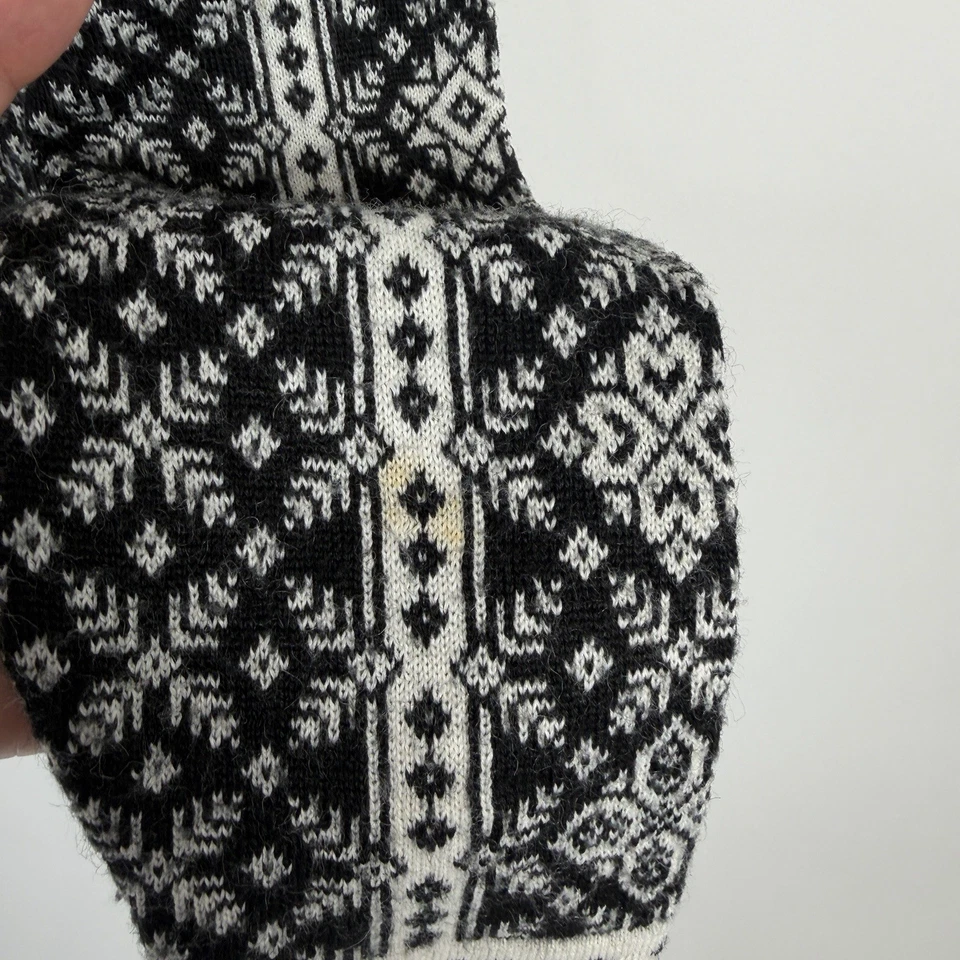 Suéter de esquí Obermeyer 1/4 cremallera mezcla de lana para mujer L nórdico negro blanco defecto años 80 Foto 4 de 4