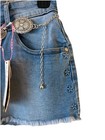 Elite Jeans High Rise Baggy Western Denim Shorts Blue 3/26 26in Waist Chain — photo 2