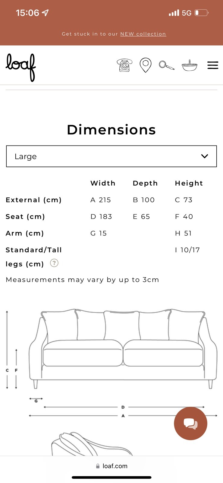 OSCAR LOAF SOFA RETAIL PRICE £2345 great condiiton size large