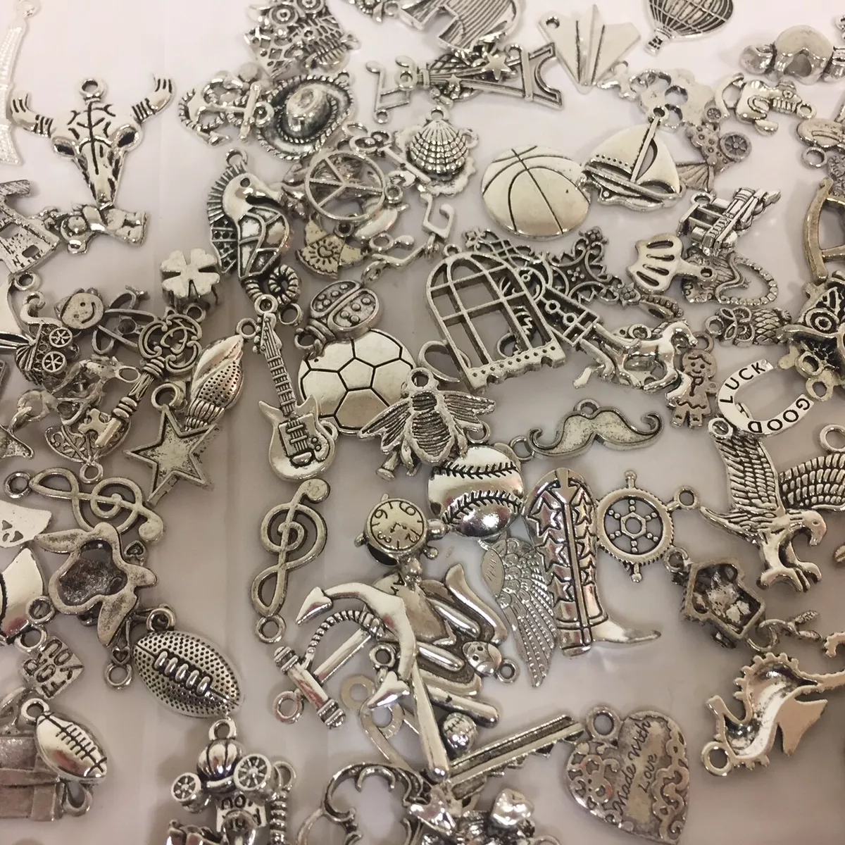 Charmed Mix of 100 pieces metal charms Scrapbooking Craft Project Jewelry  making