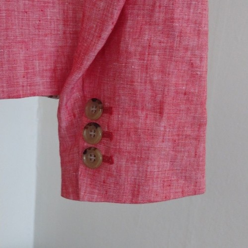 Talbots Red/Pink 100% Woven Linen 2 Button Blazer Women's Size 2 - Picture 4 of 12