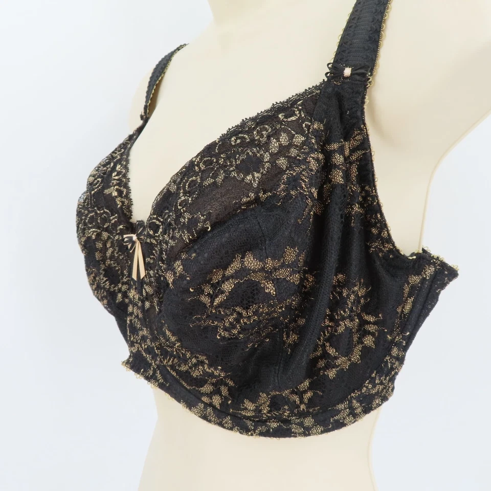Sujetador Fantasie 32HH Dorado Negro Floral Encaje con Aros Estilo Lazo FL2411BLK Foto 4 de 4