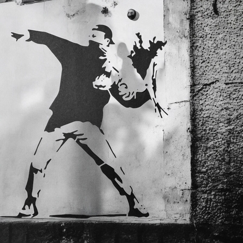 Banksy Schablone Blumenwerfer ❤️ A3 42 x 29 cm ❤️ Nr. 216 Grafiti Street Art - Bild 4 von 4